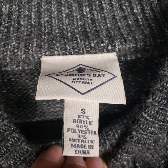 NWT St. John's Bay Gray Metallic Heavyweight Crew Neck Sweater Womens Size Small - Picture 7 of 11